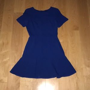 Blue Short Sleeved Dress with Fluttery Hem